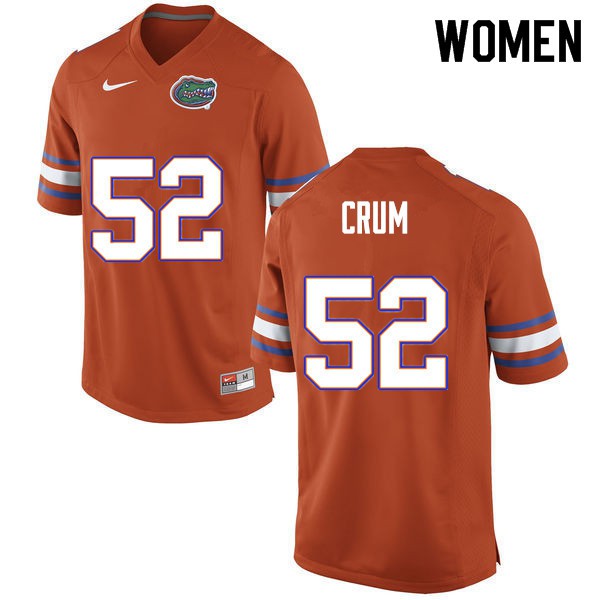 Women #52 Quaylin Crum Florida Gators College Football Jersey Orange